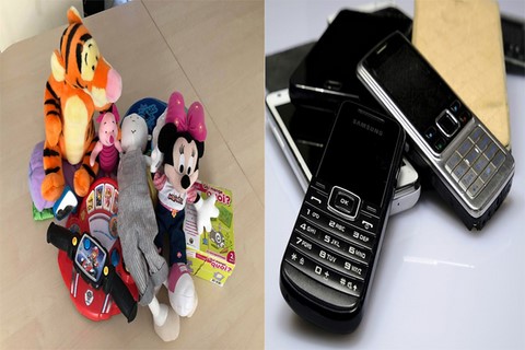 Téléphone portables comme jouets sont récoltés, les premiers pour les recycler, les seconds pour les enfants malades