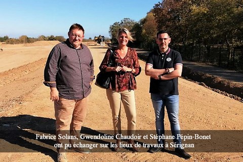 Fabrice Solans, Gwendoline Chaudoir et Stéphane Pépin-Bonet ont pu échanger sur les lieux de travaux à Sérignan