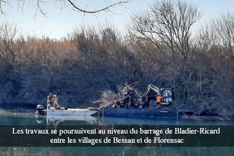Les travaux se poursuivent au niveau du barrage de Bladier-Ricard entre les villages de Bessan et de Florensac