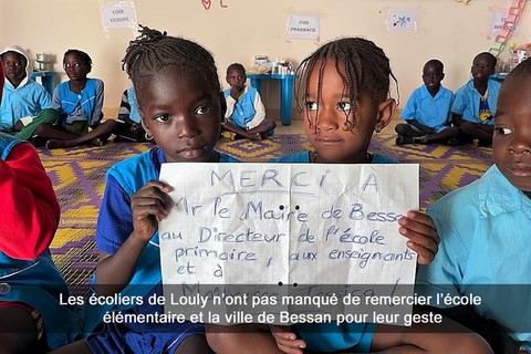 Les écoliers de Louly n’ont pas manqué de remercier l’école élémentaire et la ville de Bessan pour leur geste