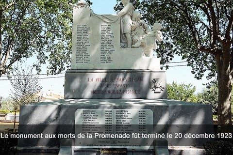 Le monument aux morts de la Promenade fût terminé le 20 décembre 1923