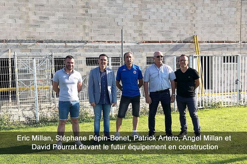 Eric Millan, Stéphane Pépin-Bonet, Patrick Artero, Angel Millan et David Pourrat devant le futur équipement en construction